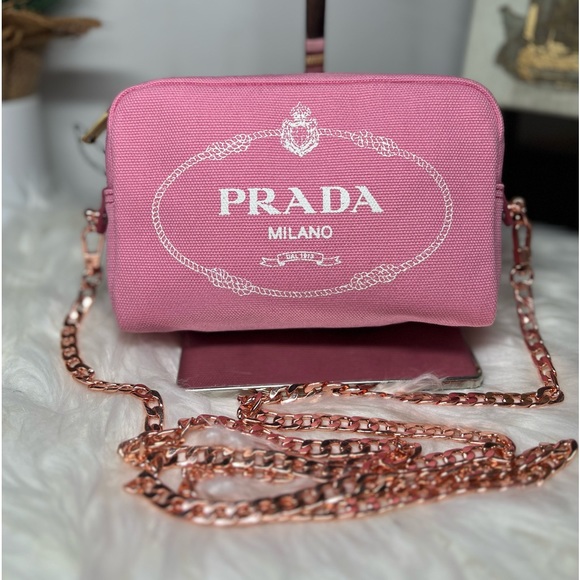 Authentic prada canapa logo pouch converted into crossbody/sling/shoulder bag - Picture 3 of 17
